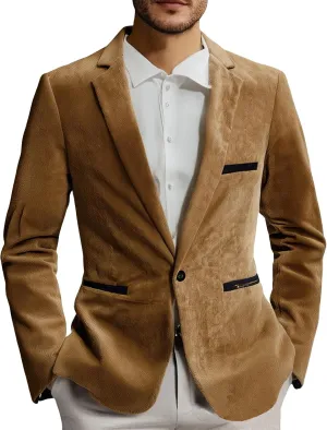 Mens Corduroy Suit Blazer Jacket Long Sleeve Casual Vintage Classic Formal Lightweight Tops Business Work Outfits