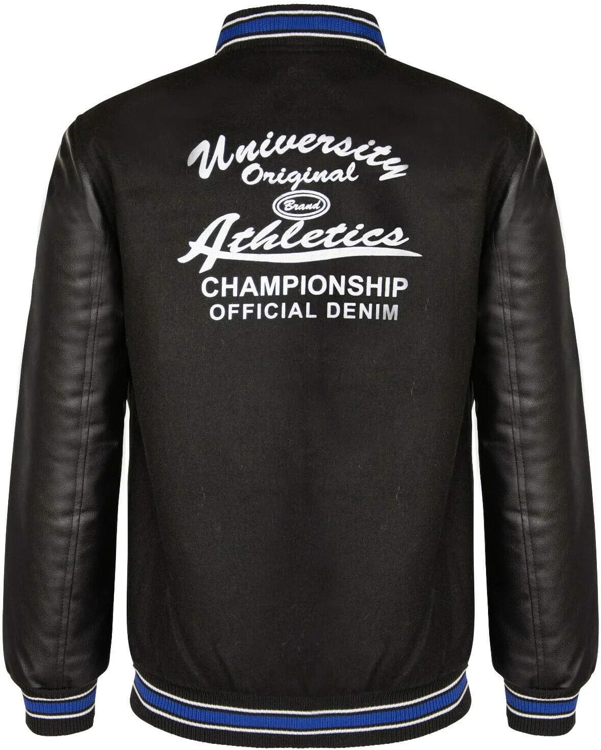 Men's Cotton Wool Baseball White PU Leather Sleeved Varsity Letterman Badged Bomber Jacket