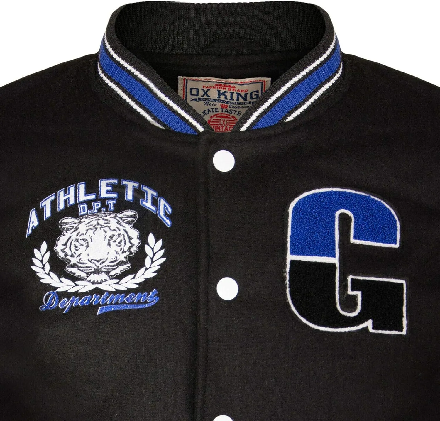 Men's Cotton Wool Baseball White PU Leather Sleeved Varsity Letterman Badged Bomber Jacket