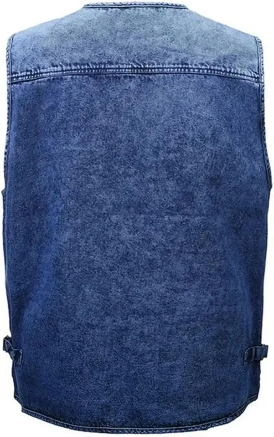Men's Denim Vest Jacket Sleeveless Cyclist Multi-Pocket Zipper Vest