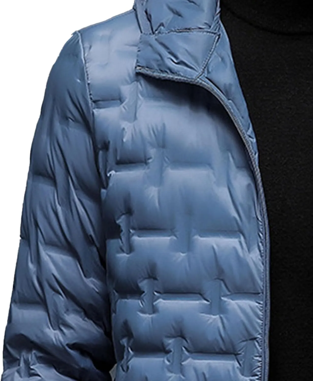 Men's Diamond Quilted Hooded Puffer Down Jacket Lightweight Packable Puffy Waterproof Winter Business Travel Coat