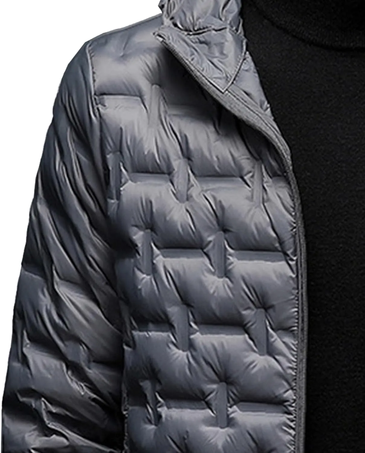 Men's Diamond Quilted Hooded Puffer Down Jacket Lightweight Packable Puffy Waterproof Winter Business Travel Coat