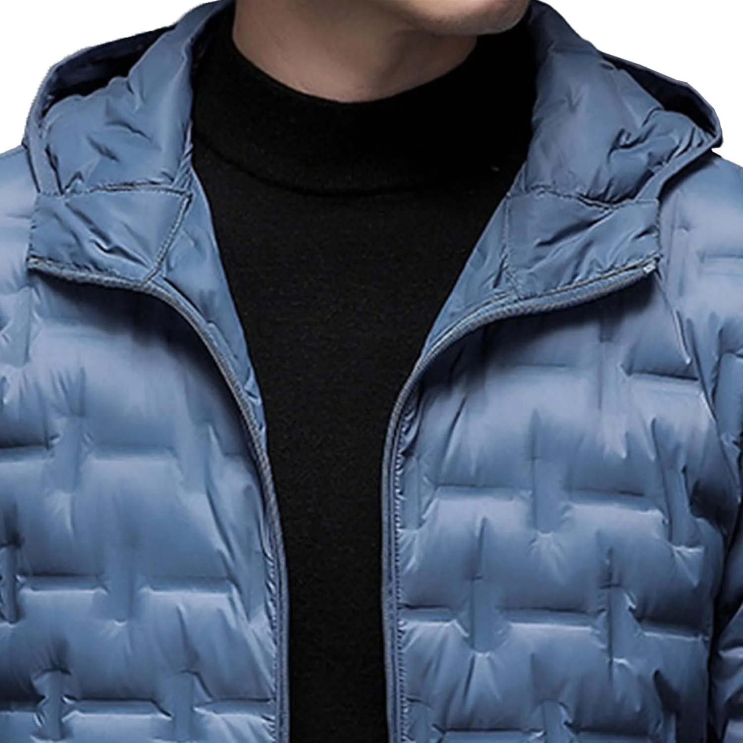 Men's Diamond Quilted Hooded Puffer Down Jacket Lightweight Packable Puffy Waterproof Winter Business Travel Coat