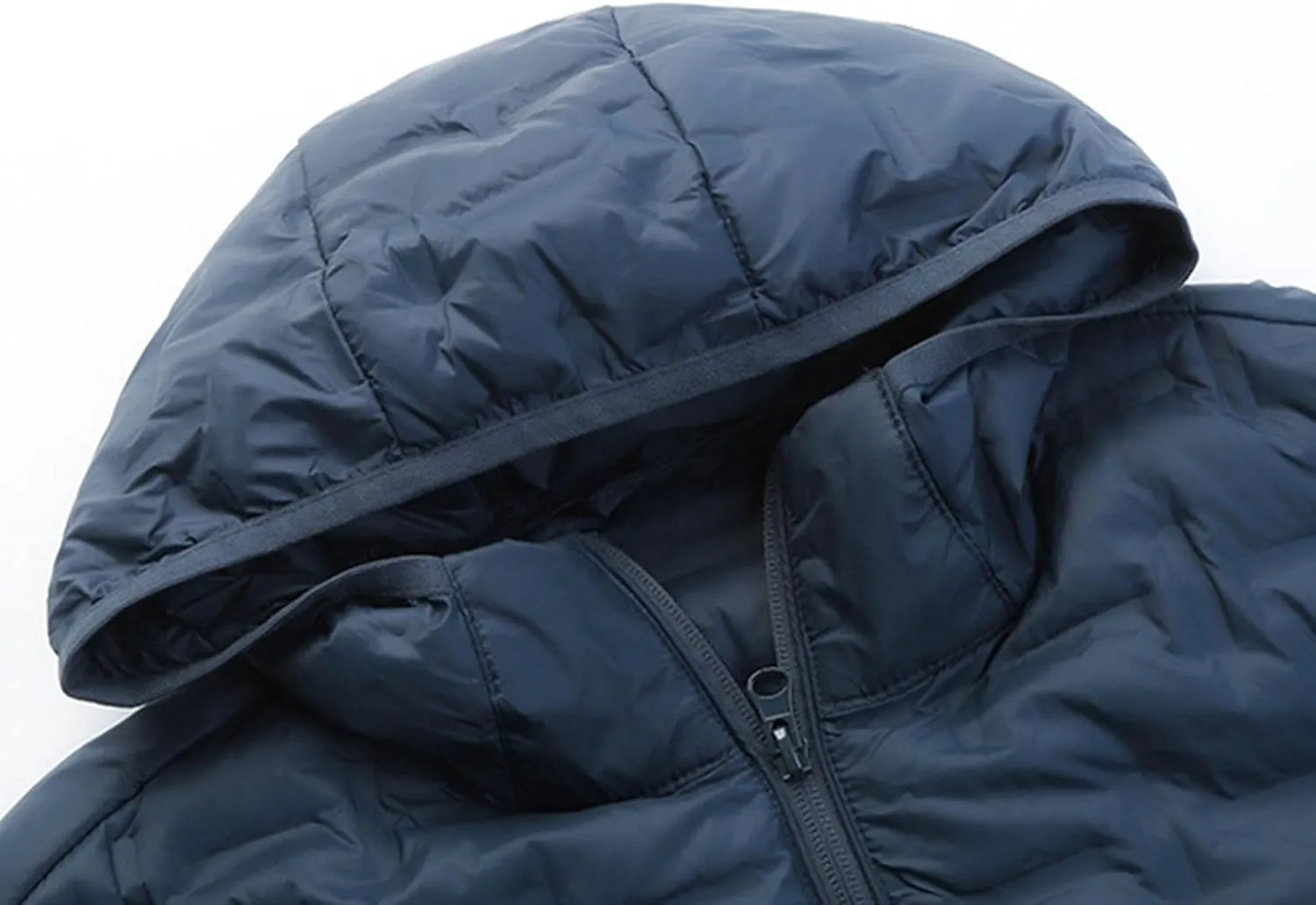Men's Diamond Quilted Hooded Puffer Down Jacket Lightweight Packable Puffy Waterproof Winter Business Travel Coat