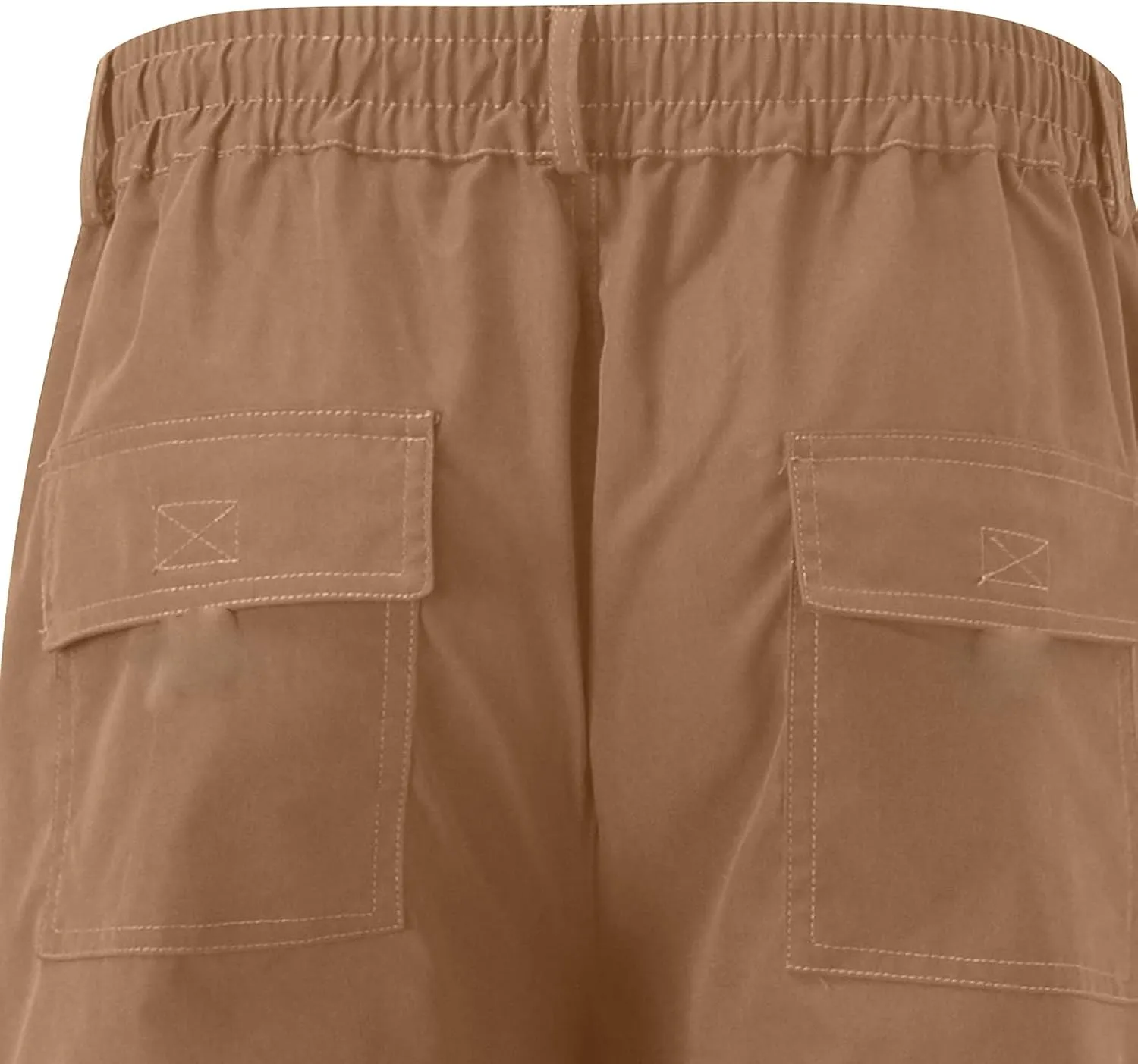 Men's Elastic Waist Cargo Pants,Casual Loose Fit Lightweight Hiking Workwear Straight Pull On Pant with Multi-Pocket