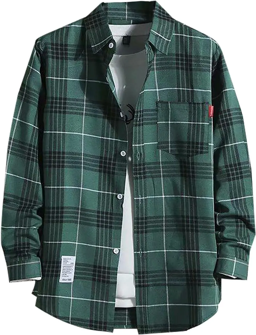 Men's Flannel Shirts - Long Sleeve Plaid Casual Cotton Button Down