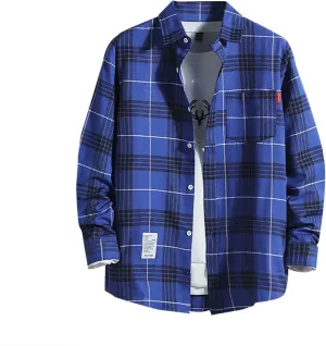 Men's Flannel Shirts - Long Sleeve Plaid Casual Cotton Button Down