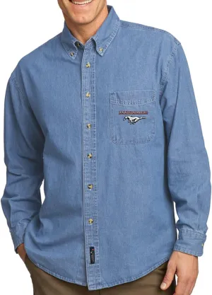 Mens Ford Mustang Pony Long Sleeve Denim Shirt