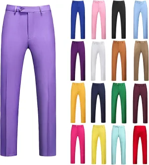 Mens Formal Trousers Smart Dress Pants Straight Leg Bottoms Casual Sweatpants Slim Suit Trouser Office Work Pant
