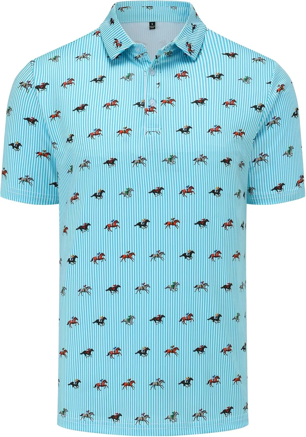 Mens Golf Polo Shirts Short Sleeve Performance Moisture Wicking Dry Fit Casual Print Funny Golf Polo Shirts for Men