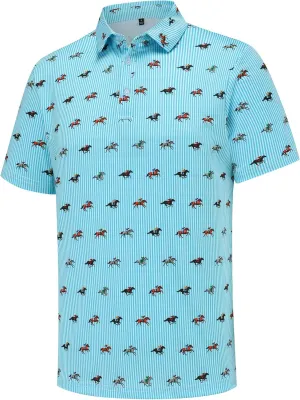 Mens Golf Polo Shirts Short Sleeve Performance Moisture Wicking Dry Fit Casual Print Funny Golf Polo Shirts for Men