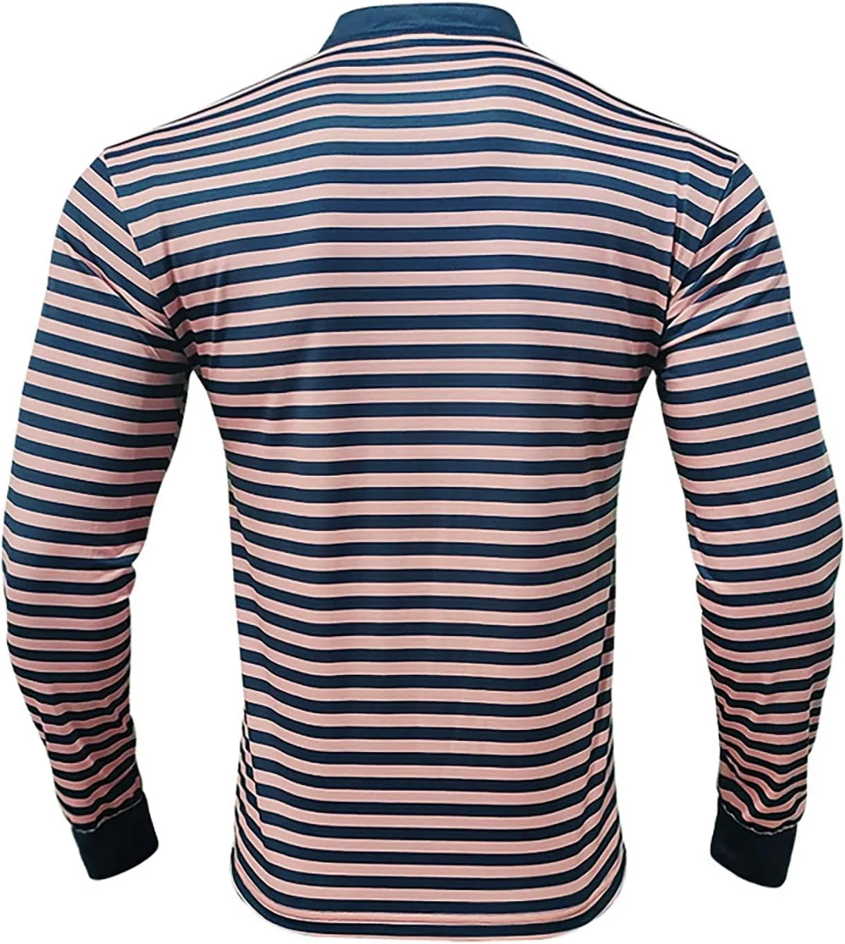 Mens Golf Shirt Colorful Striped Long Sleeve Henley T-Shirts V Neck Casual Lightweight Breathable Polo Shirt