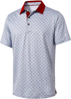Mens Golf Shirts Short Sleeve Moisture Wicking Dry Fit Print Performance Athletic Casual Golf Polo Shirts for Men