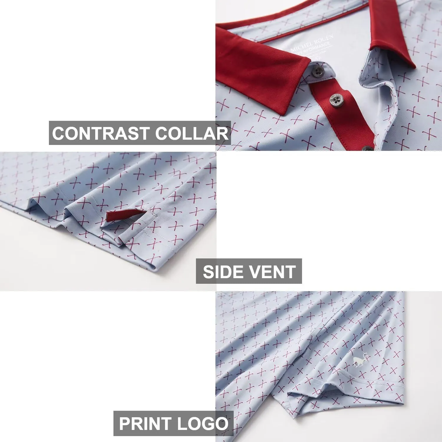 Mens Golf Shirts Short Sleeve Moisture Wicking Dry Fit Print Performance Athletic Casual Golf Polo Shirts for Men
