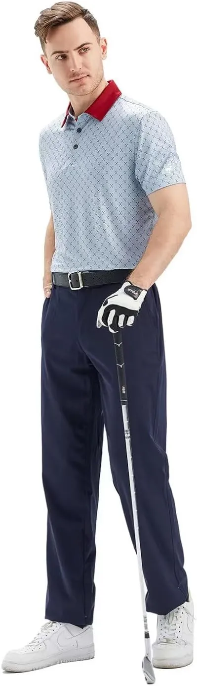 Mens Golf Shirts Short Sleeve Moisture Wicking Dry Fit Print Performance Athletic Casual Golf Polo Shirts for Men
