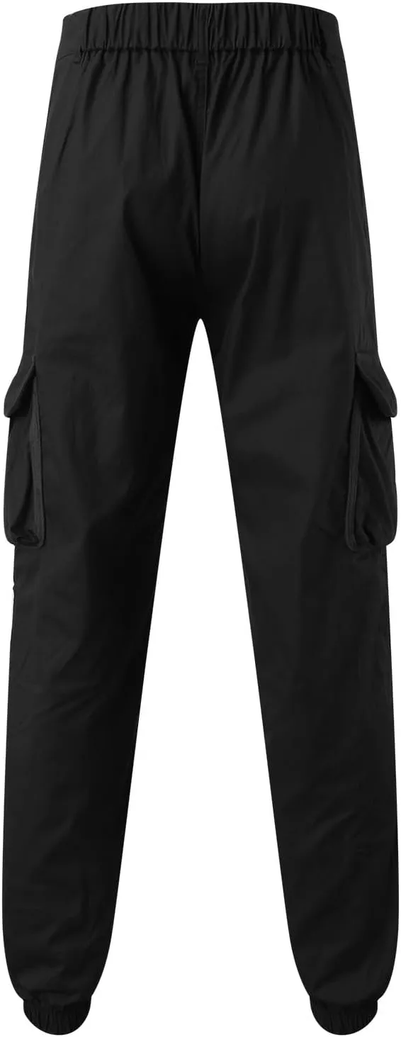 Men's Hiking Cargo Pants Slim Fit Stretch Lightweight Casual Joggers Drawstring Elastic Waist Workout Pants with Pockets