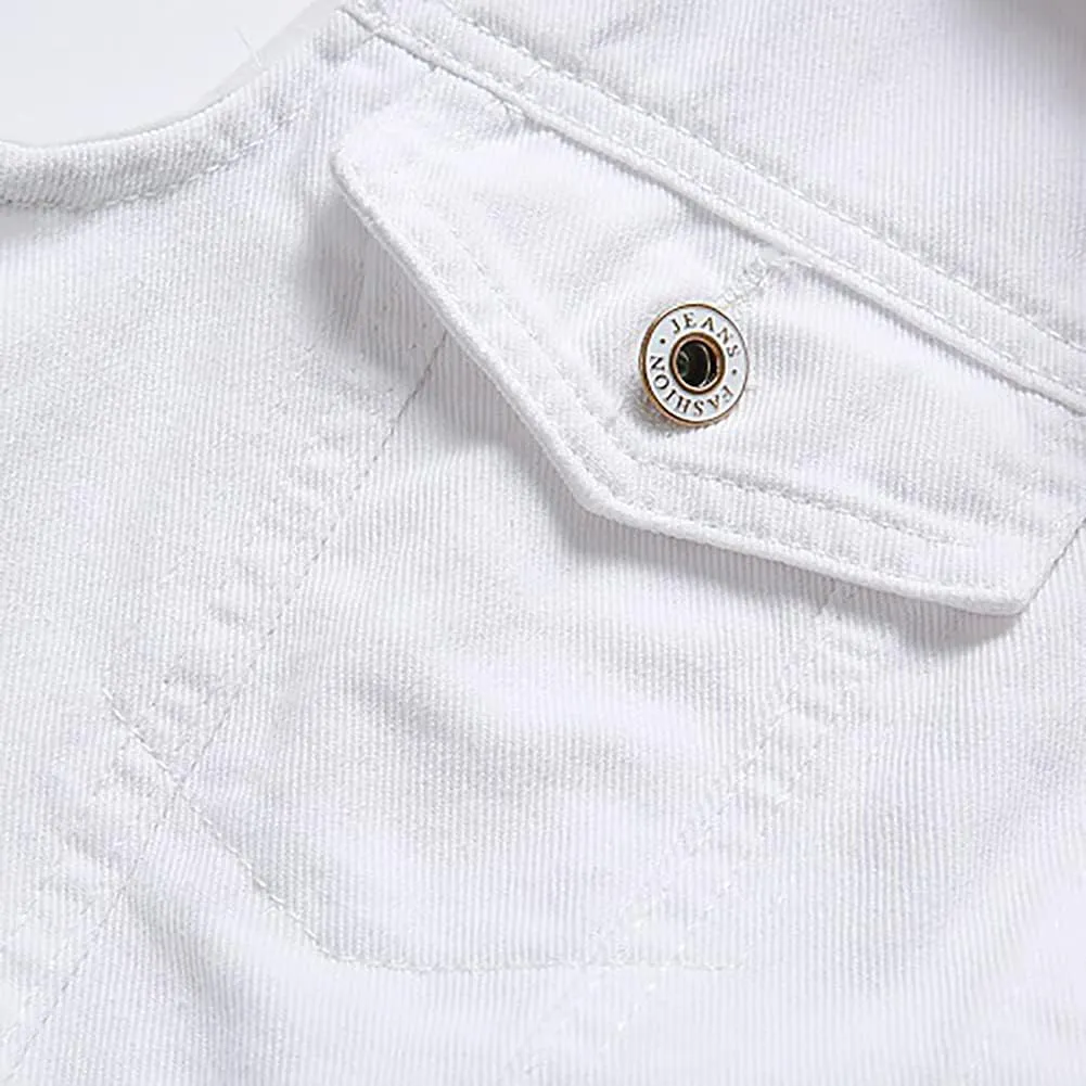 Men's Jean Vest Punk Style Slim Fit Sleeveless Lapel Button Down Fashion Casual Denim Vest Jacket with Rivets