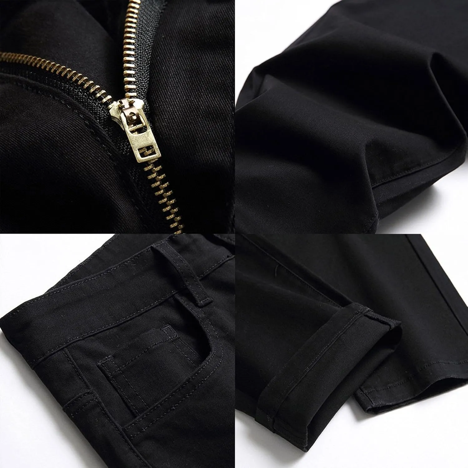 Mens Jeans Regular Fit Men's Loose Elastic Waist Denim Pants Lightweight Skinny Jeans Tapered Leg Trousers