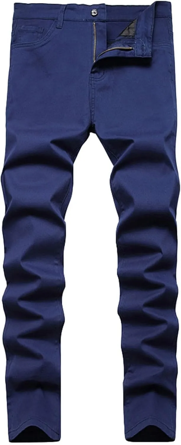Mens Jeans Regular Fit Men's Loose Elastic Waist Denim Pants Lightweight Skinny Jeans Tapered Leg Trousers