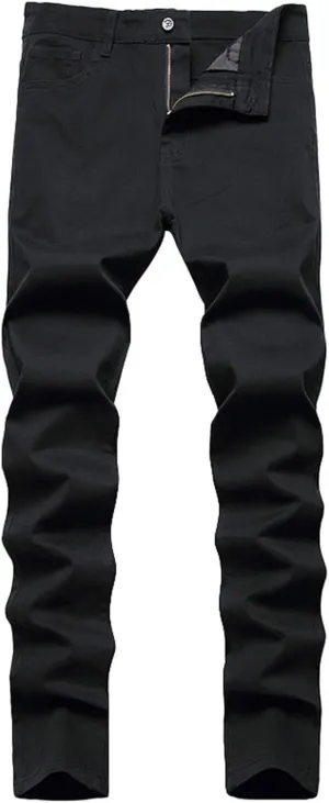 Mens Jeans Regular Fit Men's Loose Elastic Waist Denim Pants Lightweight Skinny Jeans Tapered Leg Trousers