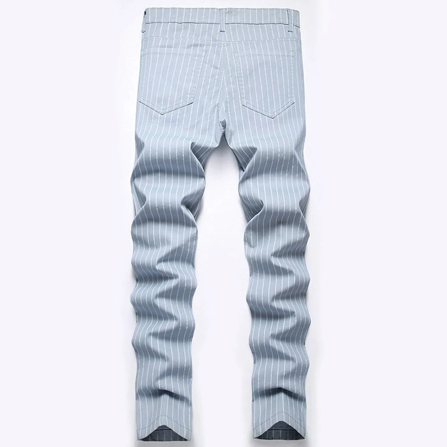 Mens Jeans Slim Fit Casual Plaid Comfort Flex Waist Denim Pants Straight Leg Fashion Skinny Jeans Trousers