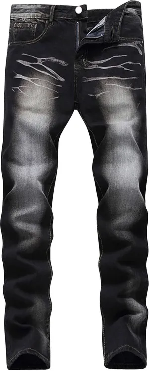 Mens Jeans Slim Fit Men's Loose Elastic Waist Denim Pants Lightweight Skinny Jeans Tapered Leg Trousers