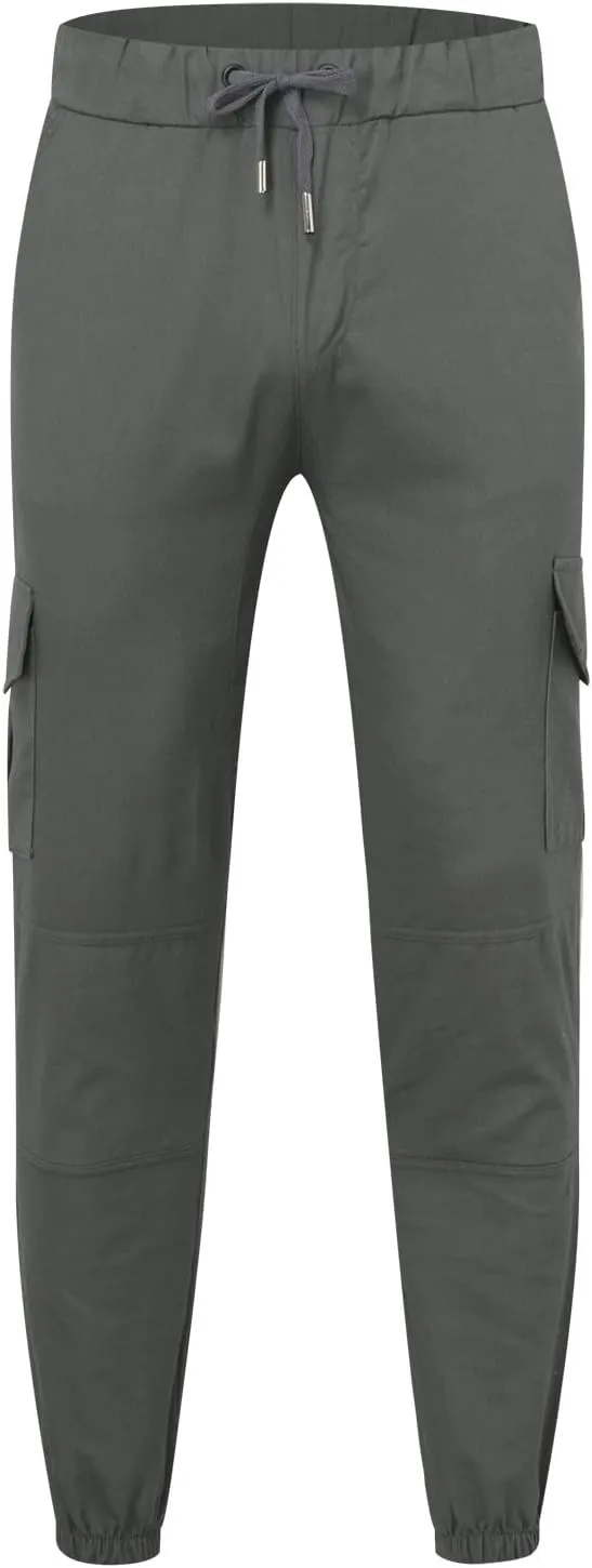Mens Joggers Cargo Pants Tapered Casual Fashion Hiking Pants Sweatpants Work Drawstring Pants with Pockets