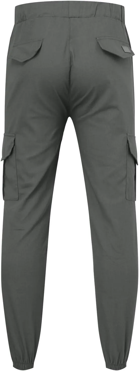 Mens Joggers Cargo Pants Tapered Casual Fashion Hiking Pants Sweatpants Work Drawstring Pants with Pockets