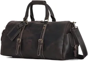 Men's Leather Messenger Bag Travel Tote Duffel Weekender Overnight Ideal Sports Airplane Waterproof Large