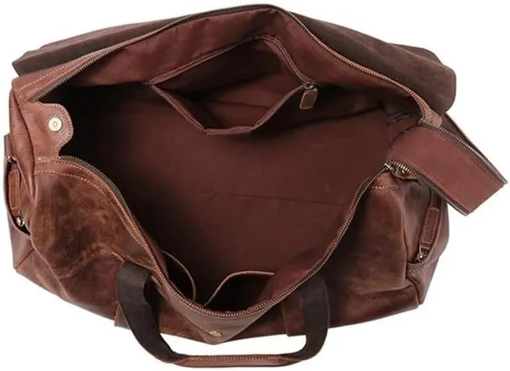 Men's Leather Messenger Bag Waterproof Large Carry On Travel Tote Duffel For Men Business Leisure