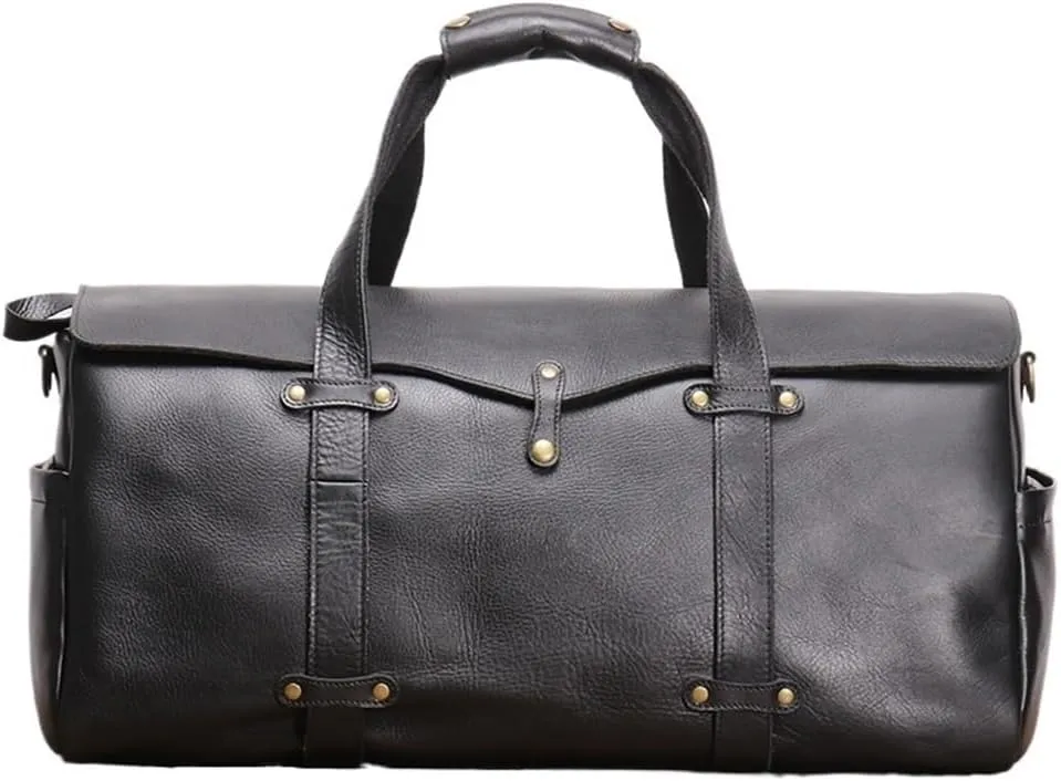 Men's Leather Messenger Bag Waterproof Large Carry On Travel Tote Duffel For Men Business Leisure