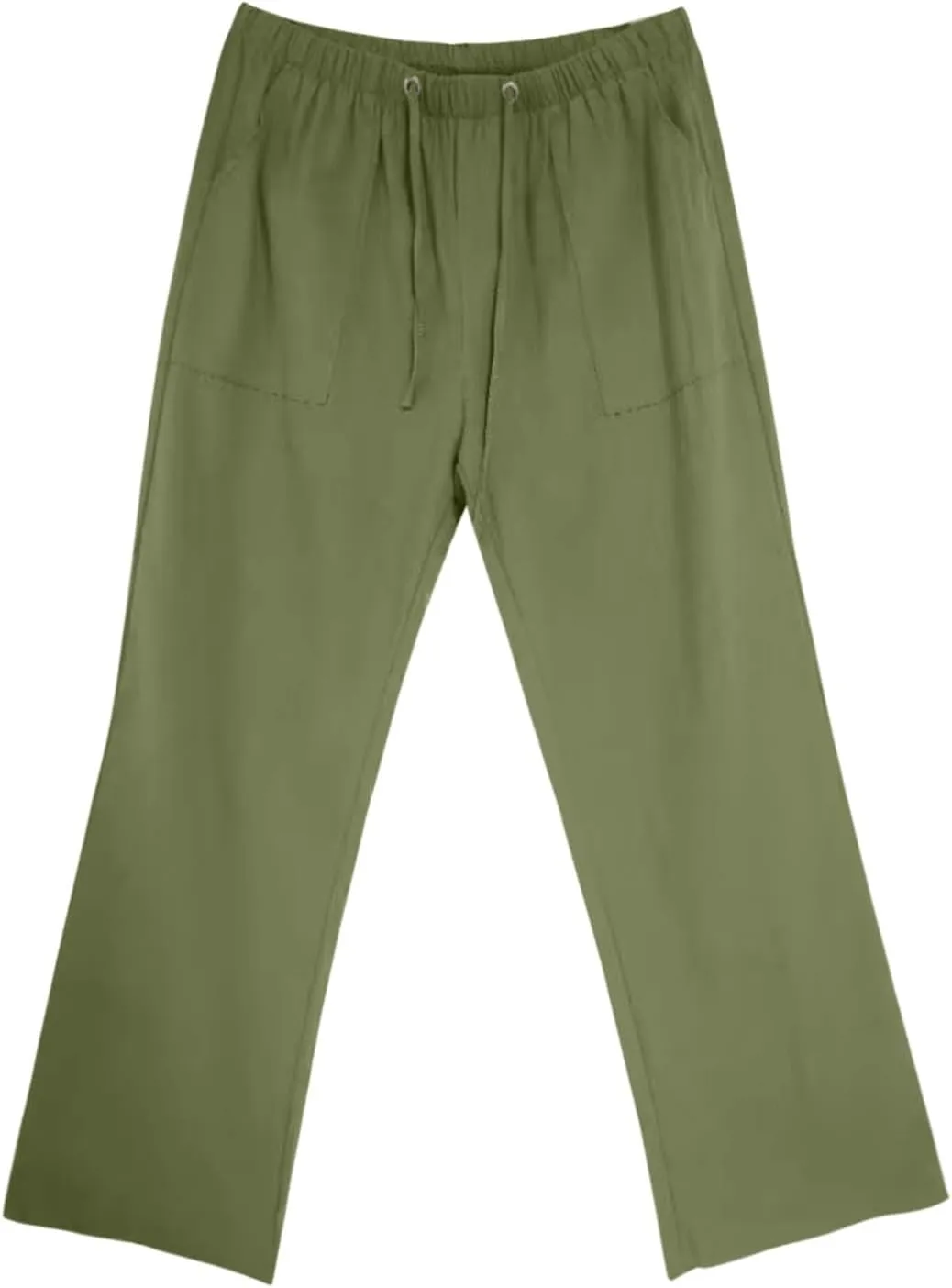 Mens Linen Pants Elastic Waist Drawstring Loose Fit Casual Summer Beach Pants with Pockets Wide Leg Baggy Trousers
