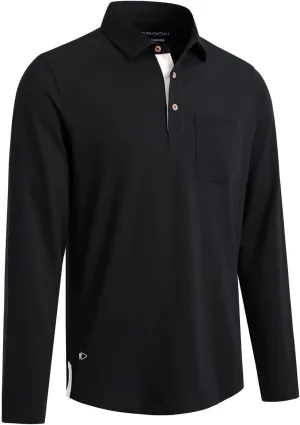 Mens Long and Short Sleeve Polo Shirts Pocket Casual Solid Cotton Blend Drop Cut Collared Polo Shirts for Men