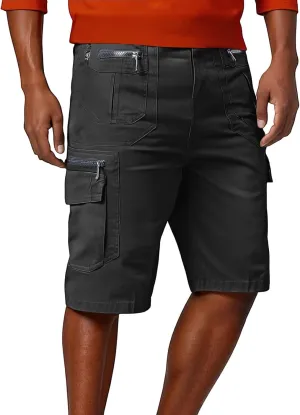 Men's Long Cargo Shorts Knee Length Work Stretch 3/4 Short Pants with Zip Pockets Hiking Outdoor,S-2XL