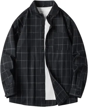 Men's Long Sleeve Plaid Shirts Spring and Autumn Fashion Personality Plaid Shirt Long Sleeve Lightweight Plaid Shirt