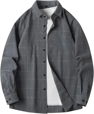 Men's Long Sleeve Plaid Shirts Spring and Autumn Fashion Personality Plaid Shirt Long Sleeve Lightweight Plaid Shirt