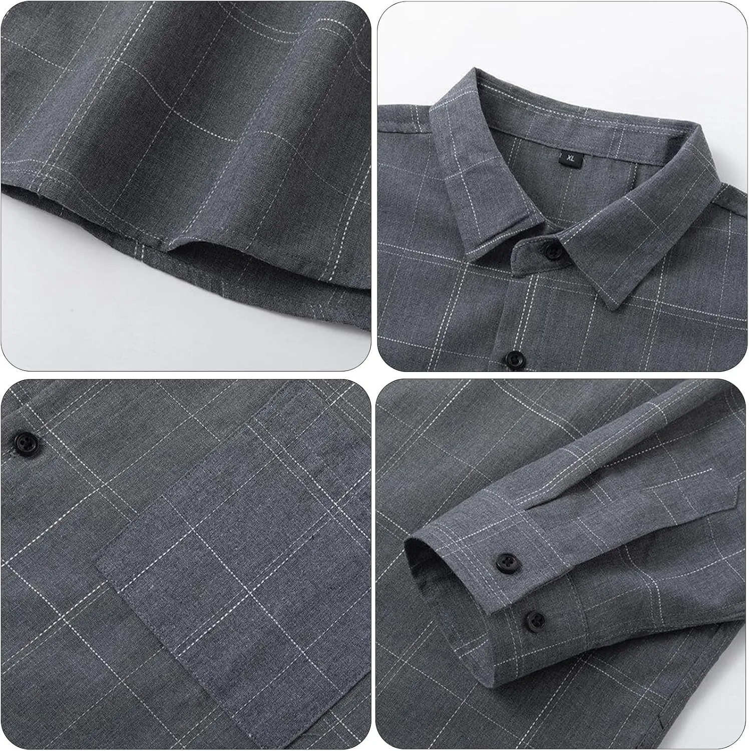 Men's Long Sleeve Plaid Shirts Spring and Autumn Fashion Personality Plaid Shirt Long Sleeve Lightweight Plaid Shirt