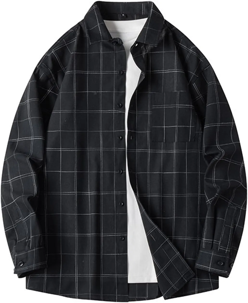Men's Long Sleeve Plaid Shirts Spring and Autumn Fashion Personality Plaid Shirt Long Sleeve Lightweight Plaid Shirt