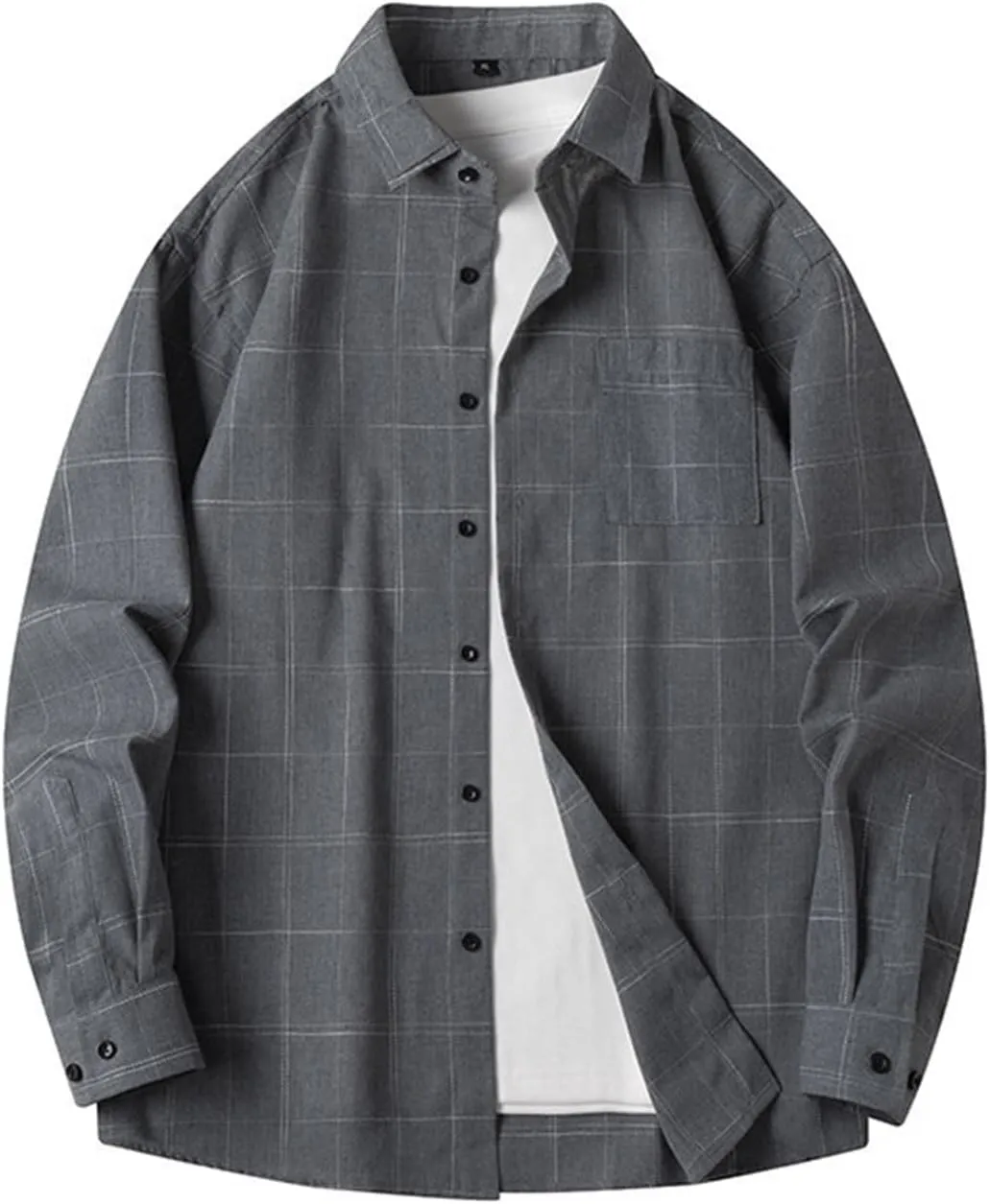 Men's Long Sleeve Plaid Shirts Spring and Autumn Fashion Personality Plaid Shirt Long Sleeve Lightweight Plaid Shirt