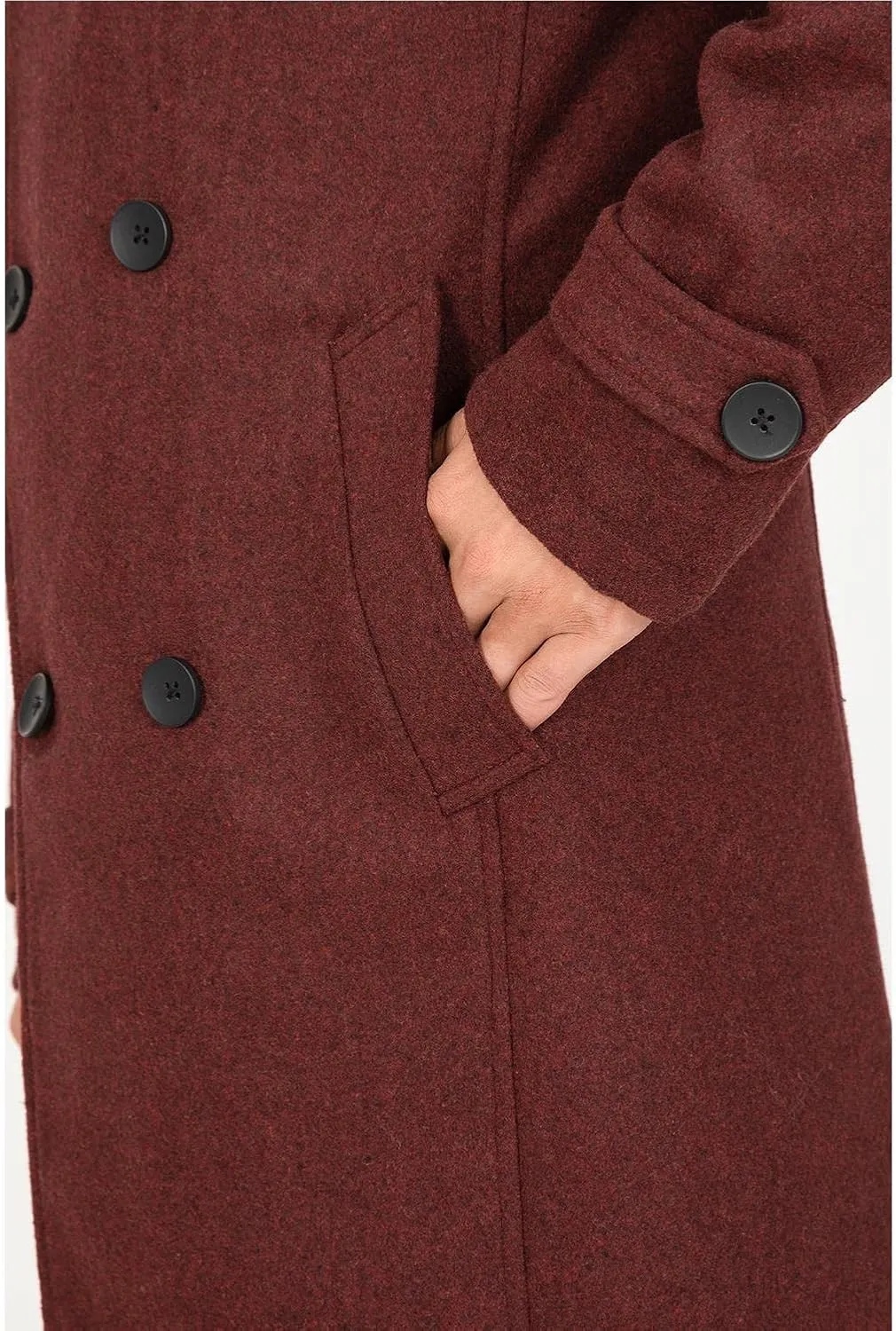 Men's Long Wool Blend Coat Double Breasted Trench Pea Coat Winter Wool Overcoat Top Coat