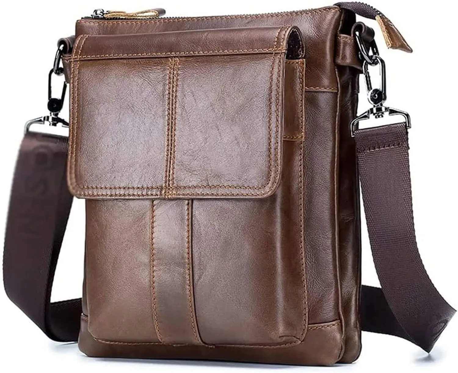 Mens Messenger Bag, Water-Resistant Leather Shoulder Bag, Crossbody for Business, Work & Travel Use