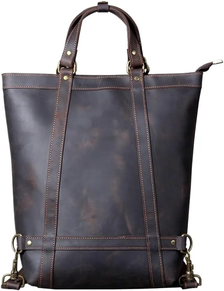 Men's Messenger Bag Waterproof Vintage Genuine Leather For Office Business Travel College