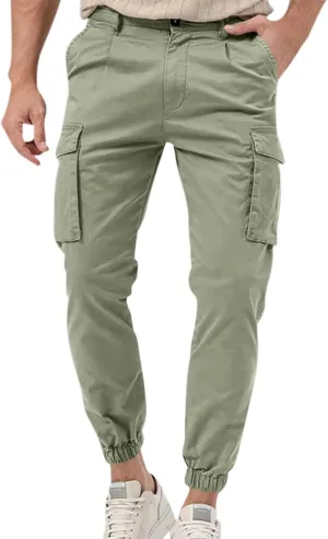 Men's Pants Baggy Cargo Sweatpants Casual Workout Jogger Pants Loose Fitted Comfy Trousers with Multiple Pockets