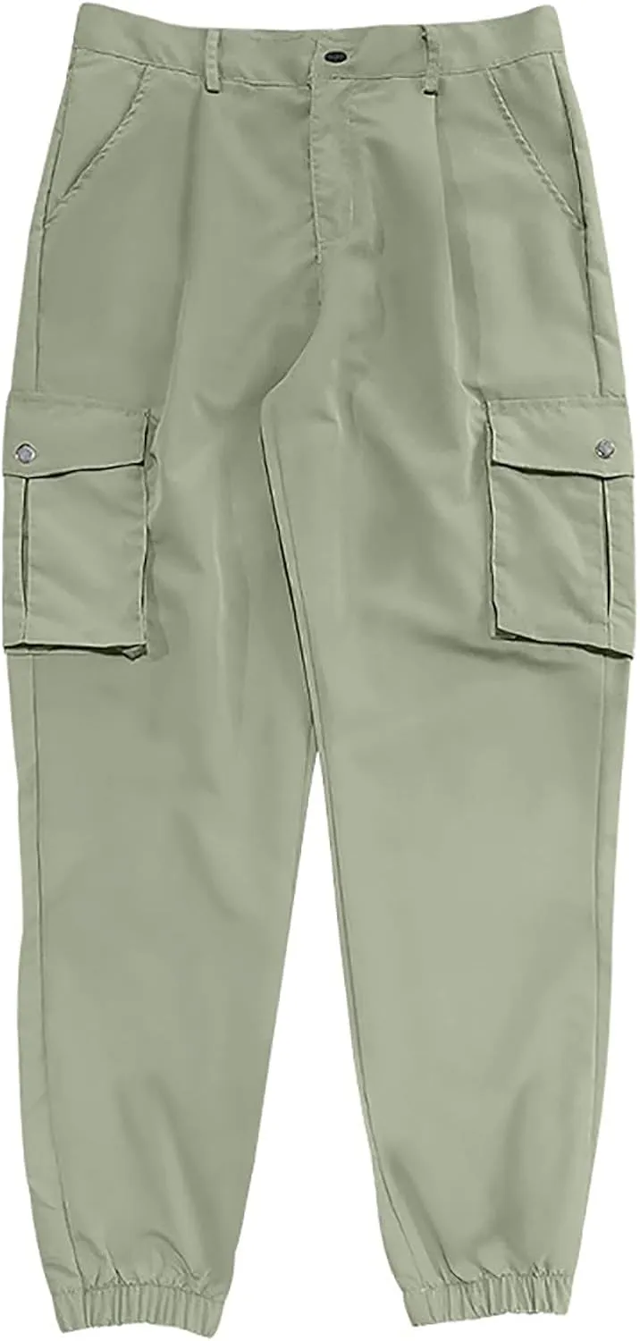 Men's Pants Baggy Cargo Sweatpants Casual Workout Jogger Pants Loose Fitted Comfy Trousers with Multiple Pockets