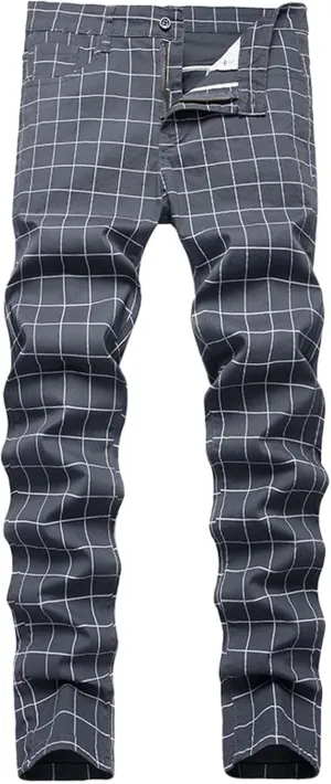 Mens Pants Jeans Slim Fit High Waisted Striped Jeans Straight Leg Pants Fashion Trousers Classic 5 Pocket Streetwear