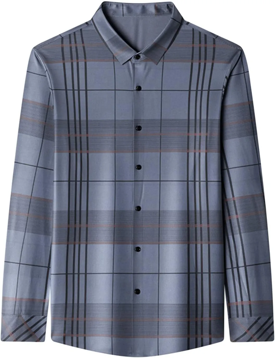 Men's Plaid Lapel Business Shirt Flannel Work Plaid Shirt Fashion Long Sleeve Plaid Button Down Shirts