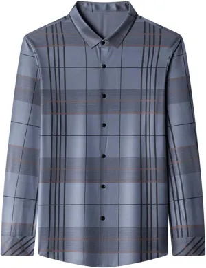 Men's Plaid Lapel Business Shirt Flannel Work Plaid Shirt Fashion Long Sleeve Plaid Button Down Shirts