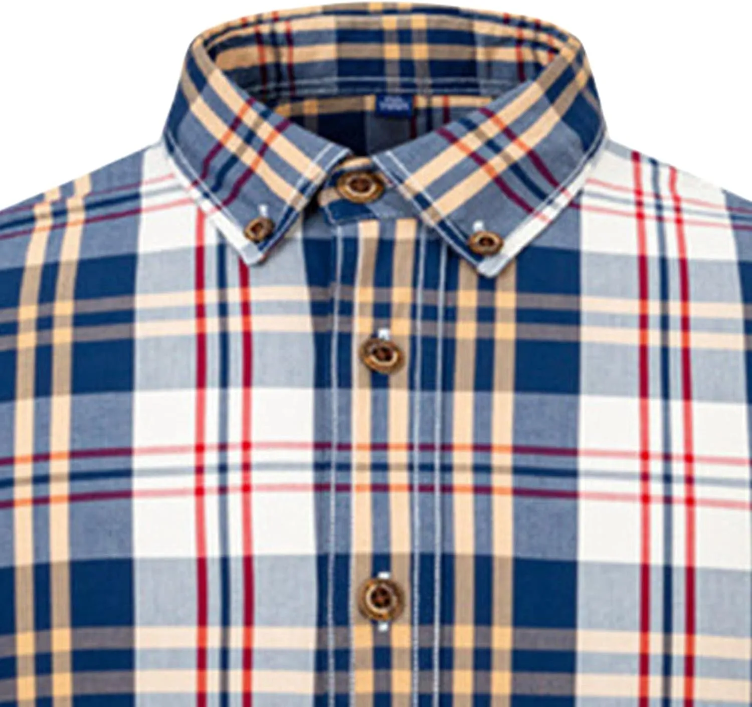 Men's Plaid Long-Sleeved Casual Shirt Relaxed Fit Lightweight Snap-Front Plaid Shirt Business Check Dress Shirt