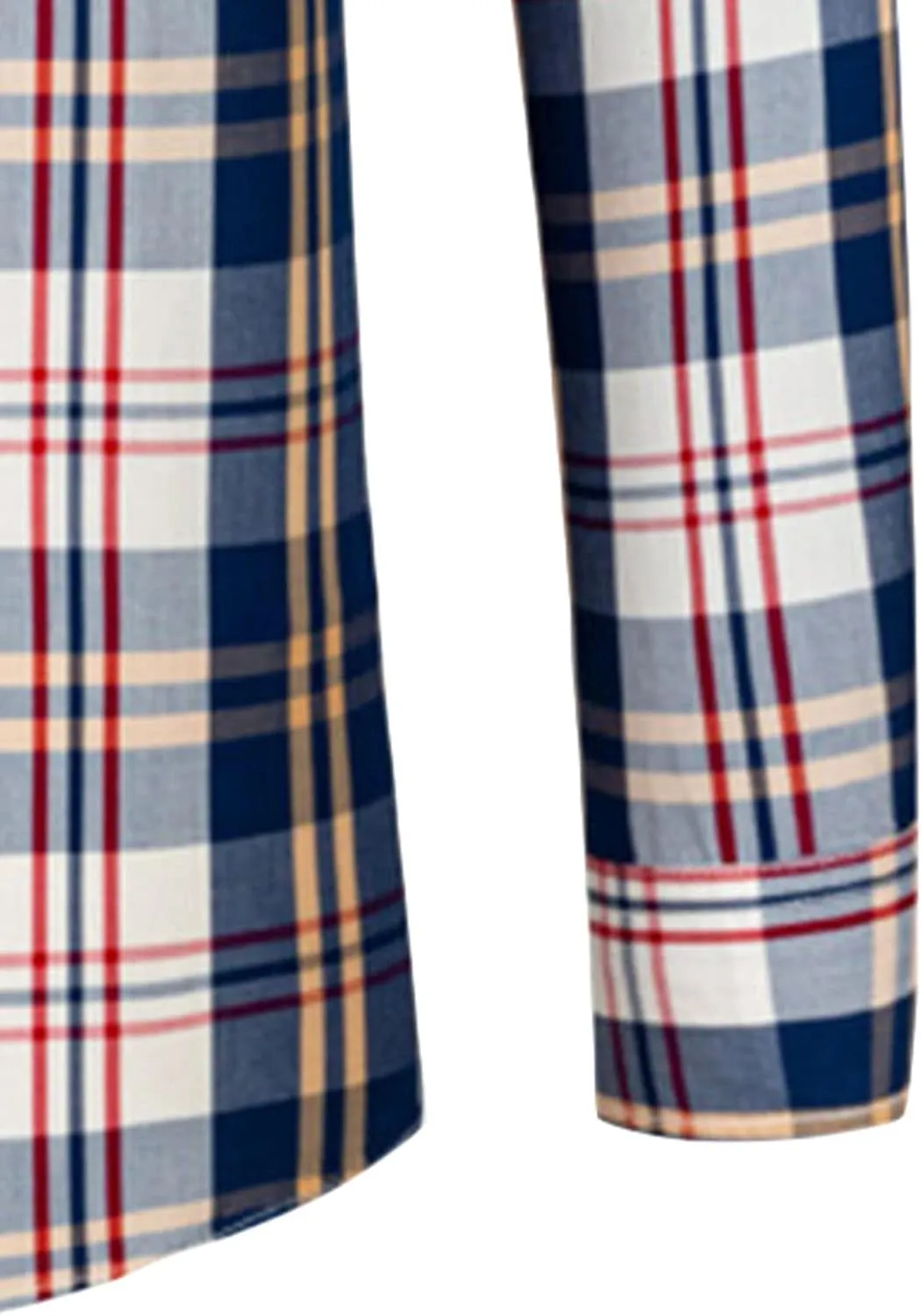 Men's Plaid Long-Sleeved Casual Shirt Relaxed Fit Lightweight Snap-Front Plaid Shirt Business Check Dress Shirt
