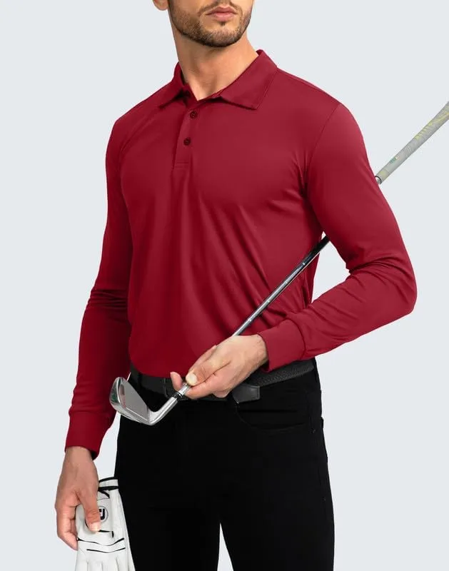 Men's Polo Shirt Long Sleeve Golf Shirts Lightweight UPF 50  Sun Protection Cool Shirts for Men Work Fishing Outdoor